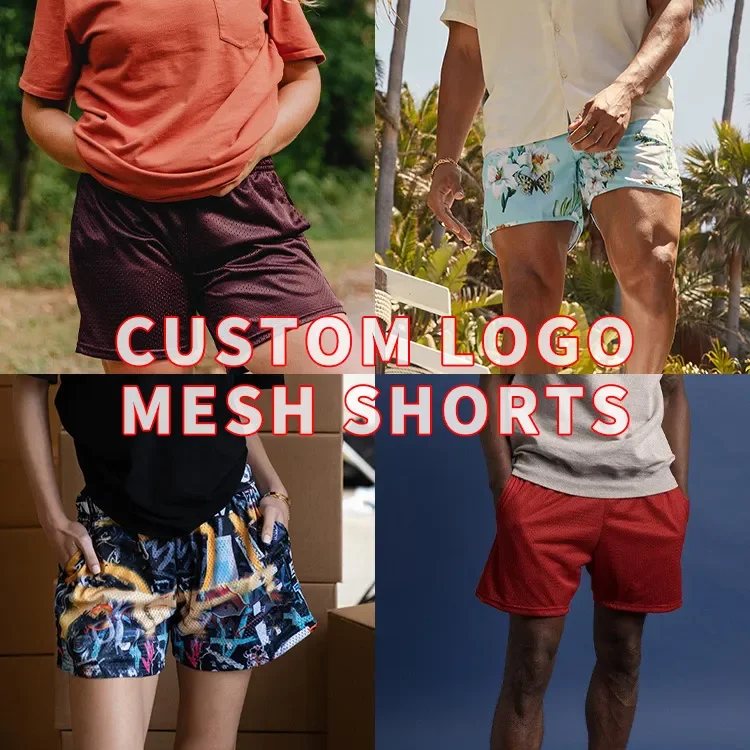 Custom Split Side Pockets Florals Design Vacation Beach Hot Sex Polyester Shorts Unisex Mesh Shorts