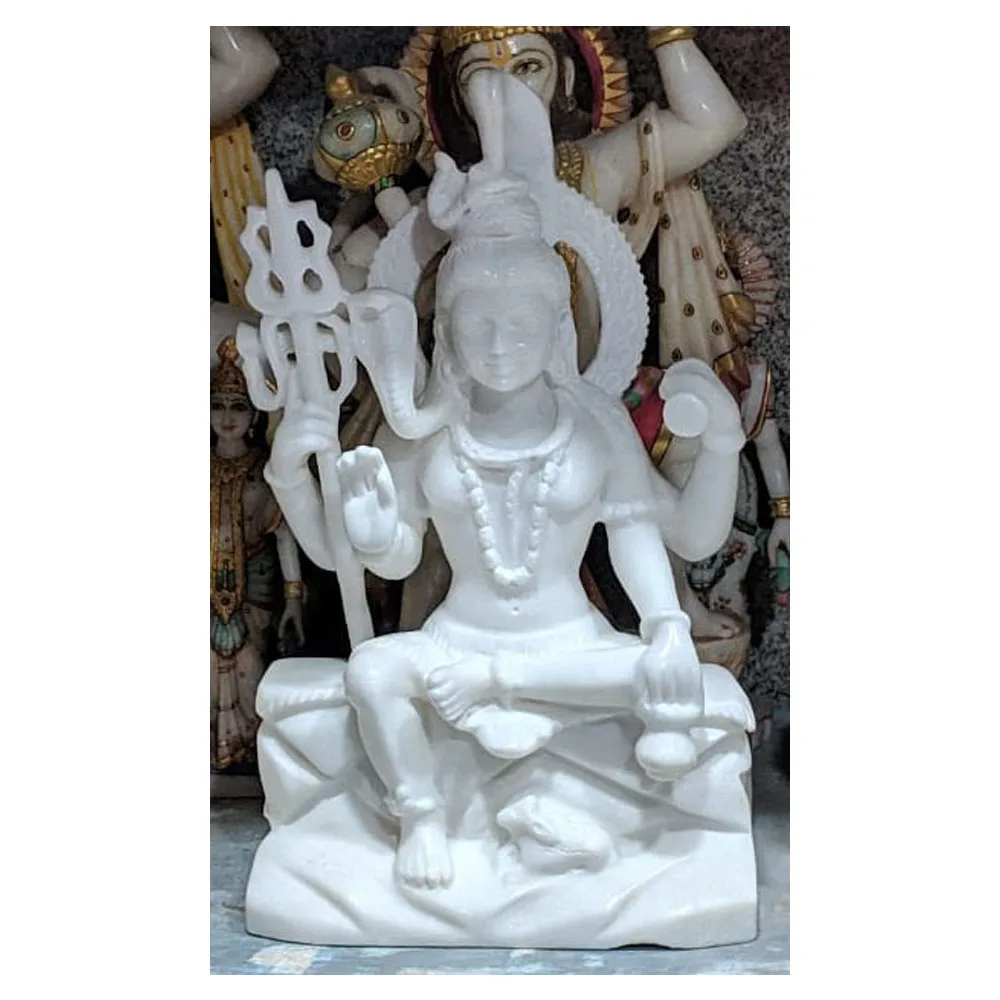 Белый мрамор ручной работы Shiv Ji Murti каменная скульптура подарок для домашнего храмового или офисного украшения