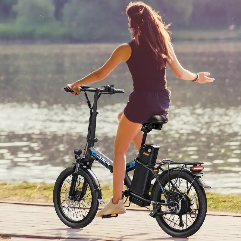 Varun C20 Blaze Electric Folding Bike with 400W Motor 14-Inch Tires 7-Speed & Integrated Lithium Battery Black"