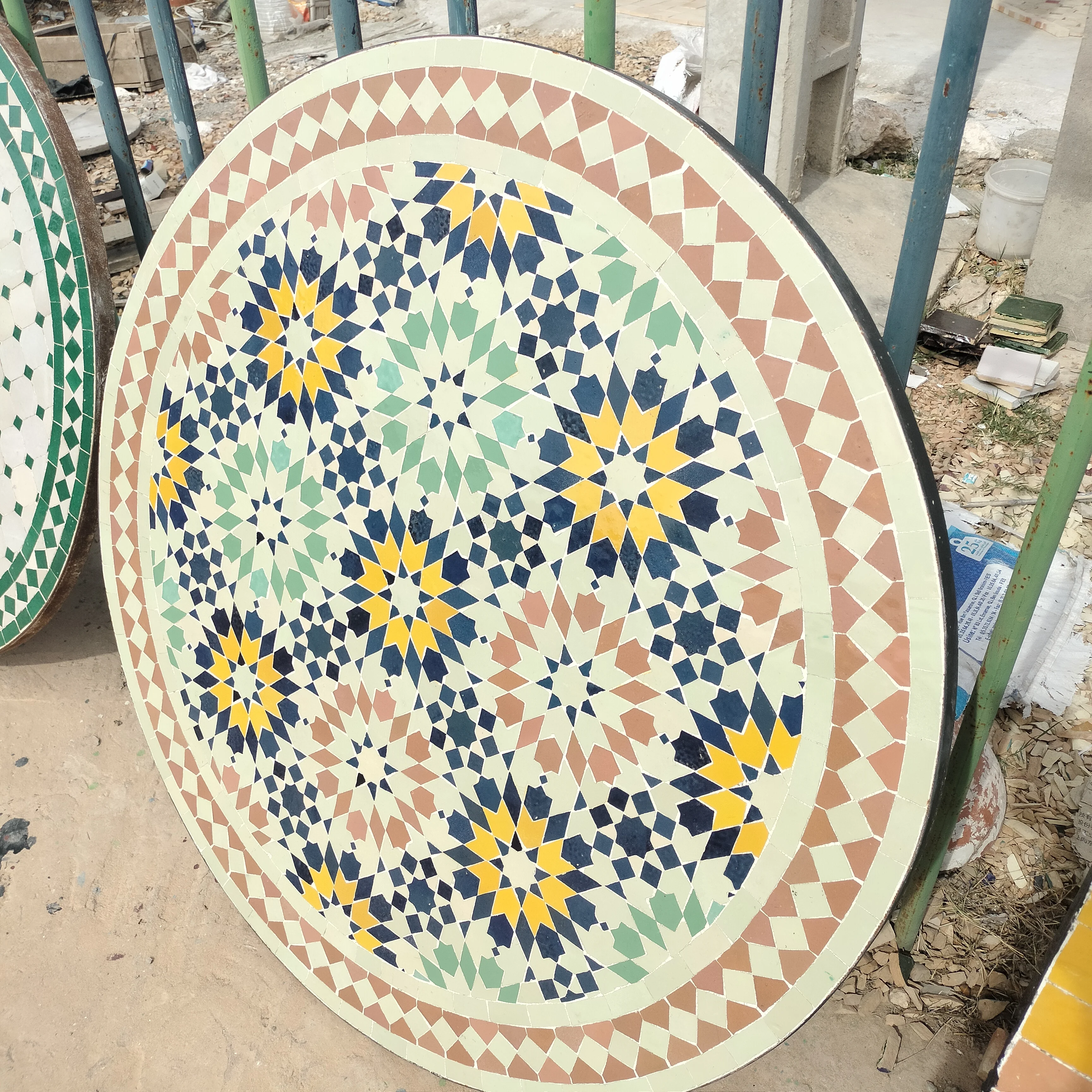 Artisan Mosaic Table   Elegant Handmade Design for Patios ;  Authentic Style for Garden Decor ; Handmade Mosaic Table