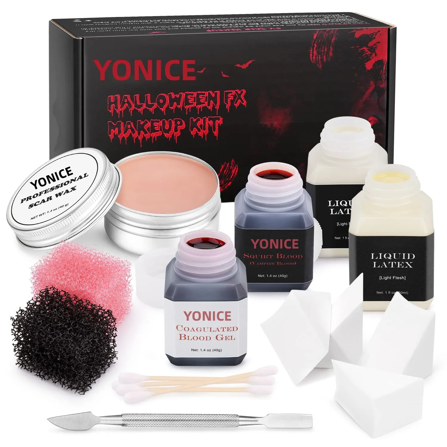 Halloween Liquid Latex Special Effects Makeup Kit With 2pcs Stipple Sponge And 4pcs Makeup Sponges - Buy Scar Wax Kit,Halloween Liquid Latex Effects Makeup Kit With 2pcs Stipple Sponge,Halloween Liquid Latex