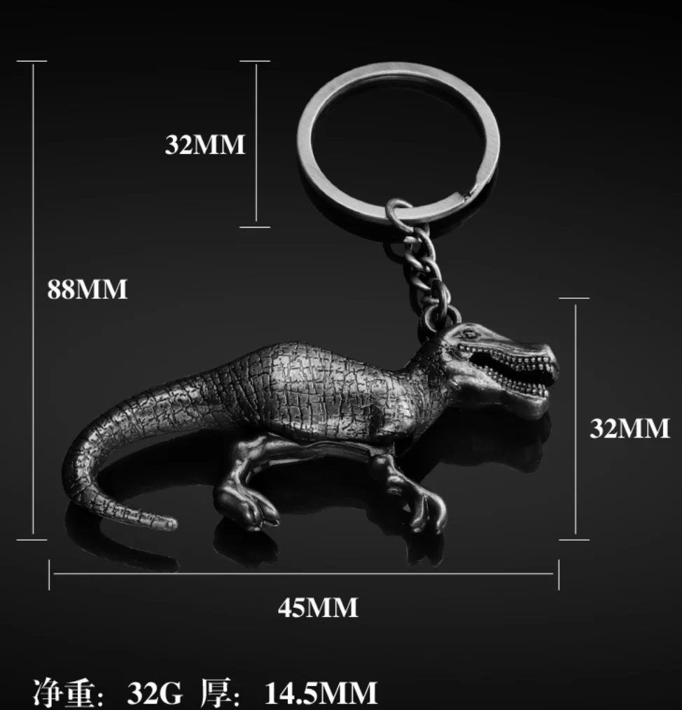 2023 HOT Metal Mini Dinosaur Keychain Creative Animal World Keychain Dinosaur Jurassic Quests Metal Key Chains Bag Charms Pedant