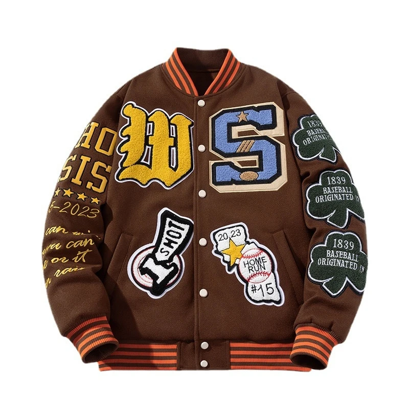 Thick Wool College Baseball Jacket for Men - Durable Winter Coat