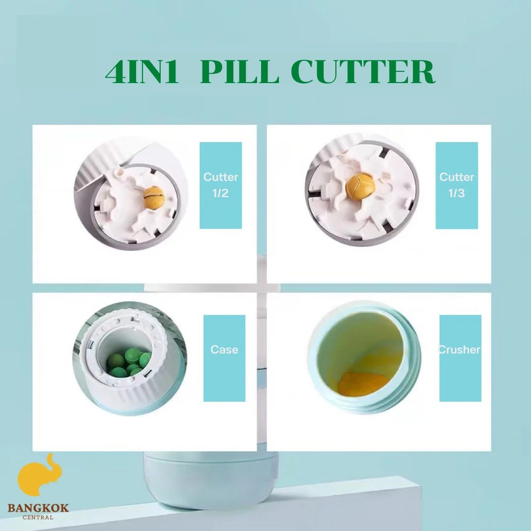 4 in 1 1/3 1/2 Pill Cutter Splitter Crusher Pulverizer Grinder Sturdy Tablet Adjustable From Thailand