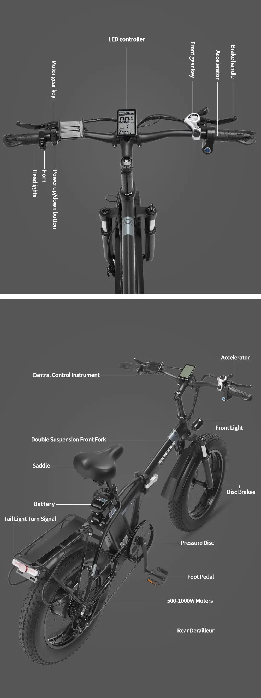 Ridstar G20 Electric Folding Bike 1000w 48v 14ah 45km/h 20 Inch Fat