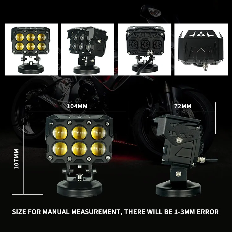 LIU HJG 6 Lens Dual Color Laser Driving Super Bright Led Auxiliary Lights Spot Light Fog Lamp for Motorcycles