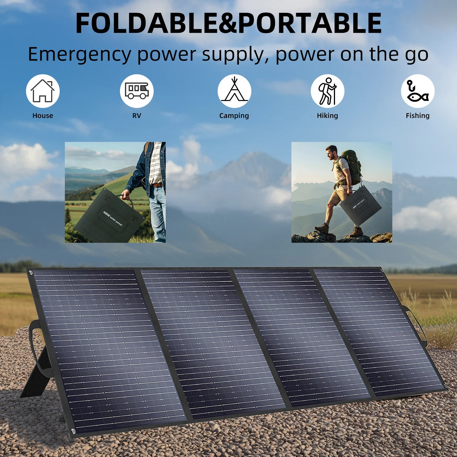 Pannello solare ad alta efficienza da 200 W, celle monocristalline pieghevoli, impermeabili e resistenti ai graffi per centrale elettrica portatile_voghion.com