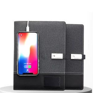 Customized A5 Notebook Logo 8000mah Wireless Charging Powerbank USB Valentine's Day Gifting Automotive Insurance End Embroidered