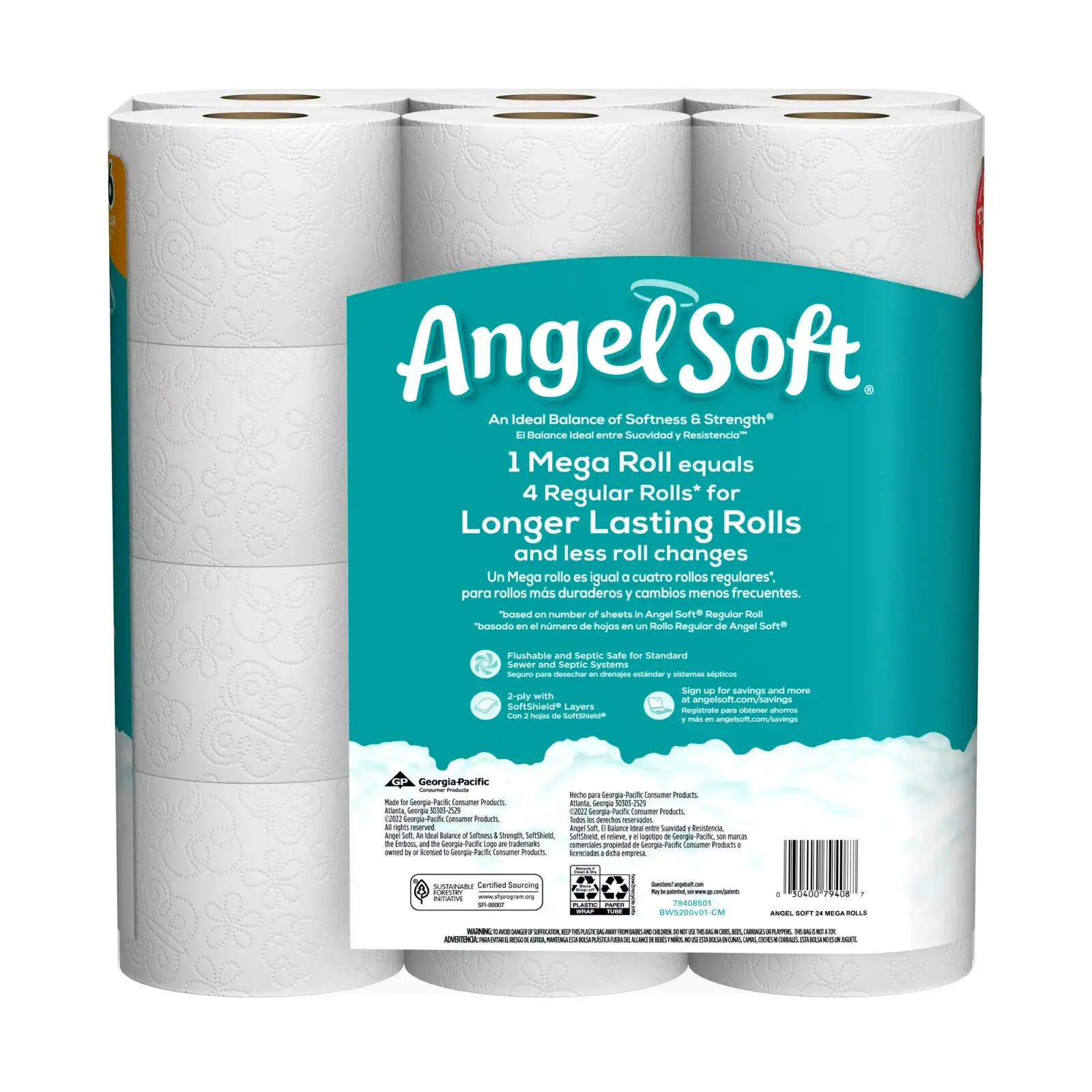 Angel Soft Toilet Paper 4 Mega Rolls 16 Regular Rolls 2 Ply Bath Tissue