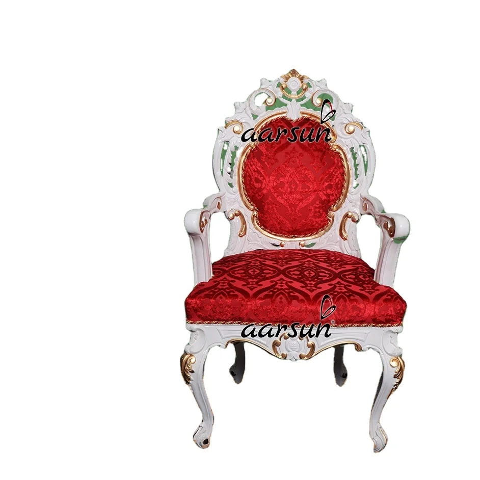 Aarsun Luxury White Deco Wooden Dining Chair With Decorative Handle And