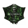 Green Satin With Black Mesh