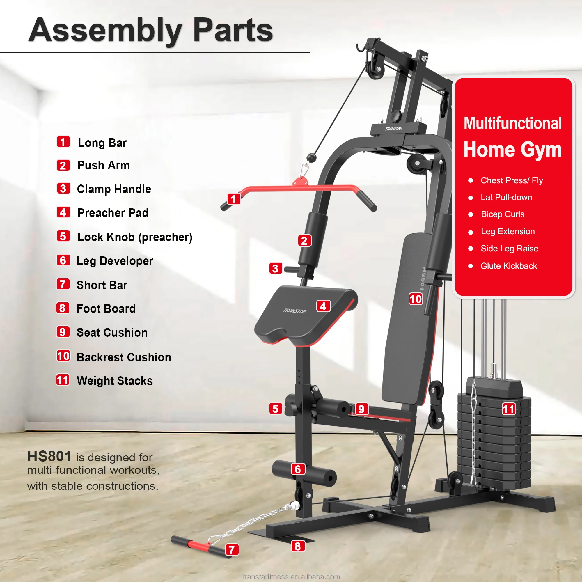 Equipo de gimnasio en casa multifuncional de diseño compacto para