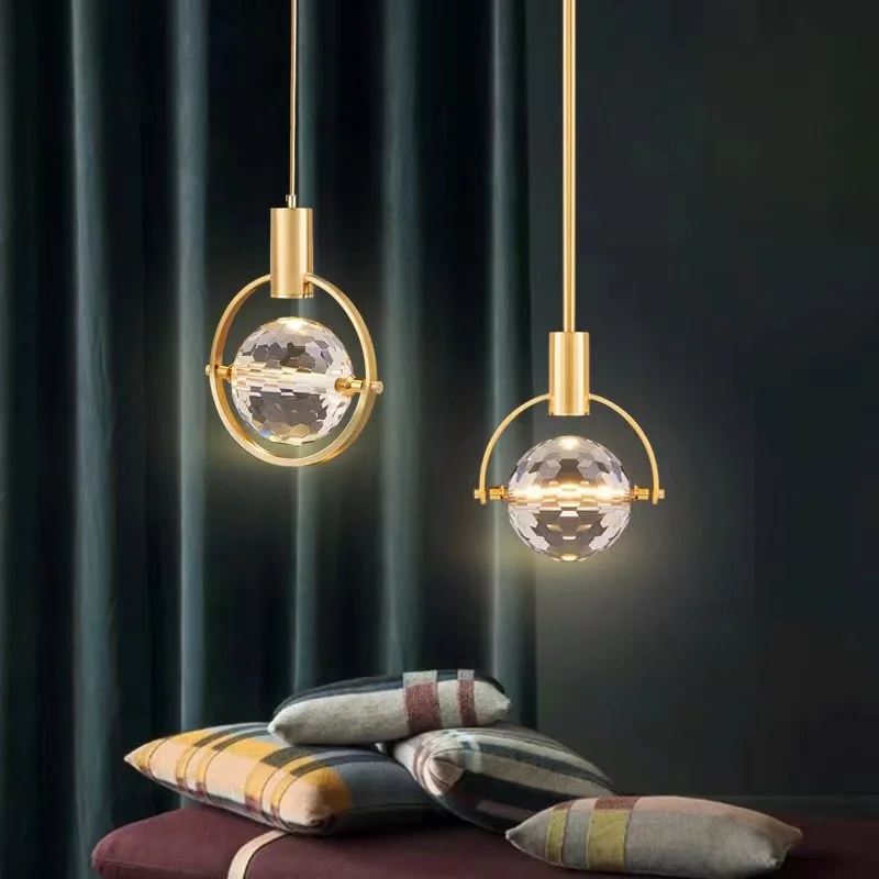 Nordic Light Luxury Creative Personality Sitting Room Restaurant Background Wall Small Crystal Ball Chandelier Pendant Lights