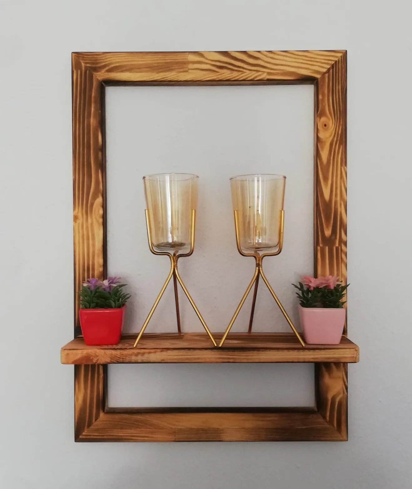 Light Luxury Frame Wall Shelf Wood Frame For Wall Decoration Wall Art