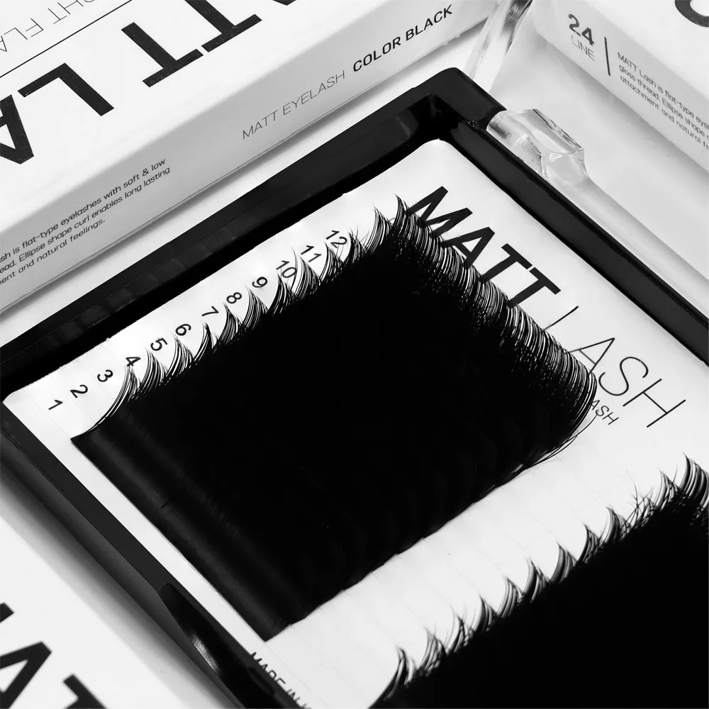 Private Label  Korea False Eyelash Mink Eyelashes BlackBerry Matt Lash Silk Eyelash Glue Extension Individual Natural Lash