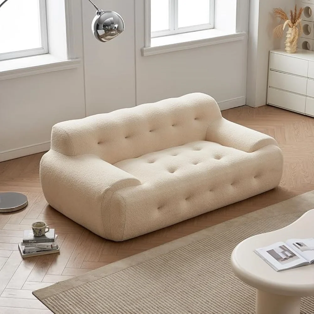 Modern Loveseat Sofa Fabric Love Seat Couch, Comfy Upholstered 2 Seater ...