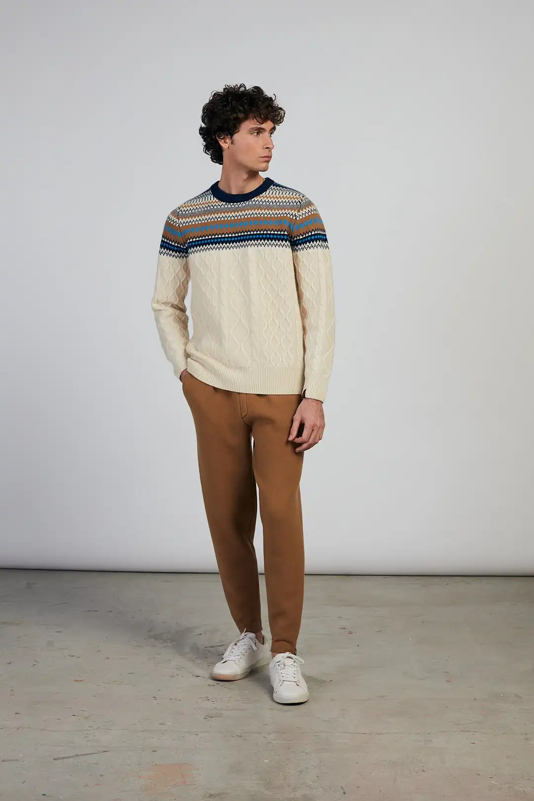 Made In Italy Cashmere Yarn High Quality Knitted Sweater For Men Round