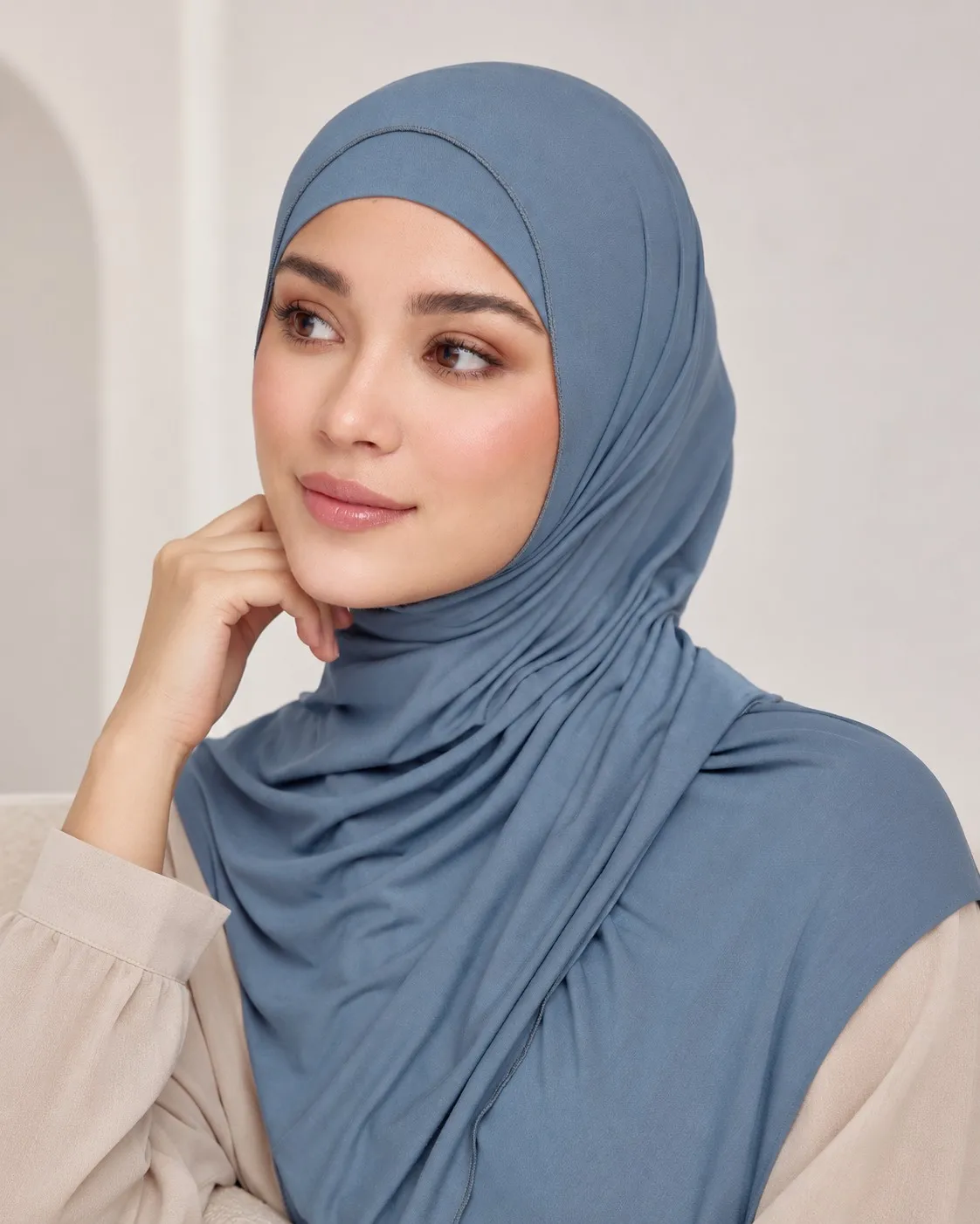 Custom matching bamboo jersey hijab set — B2B wholesale OEM manufacturer