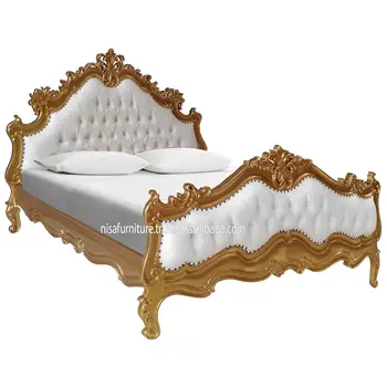 Wooden Gold Synthetic White Headboard beds frame