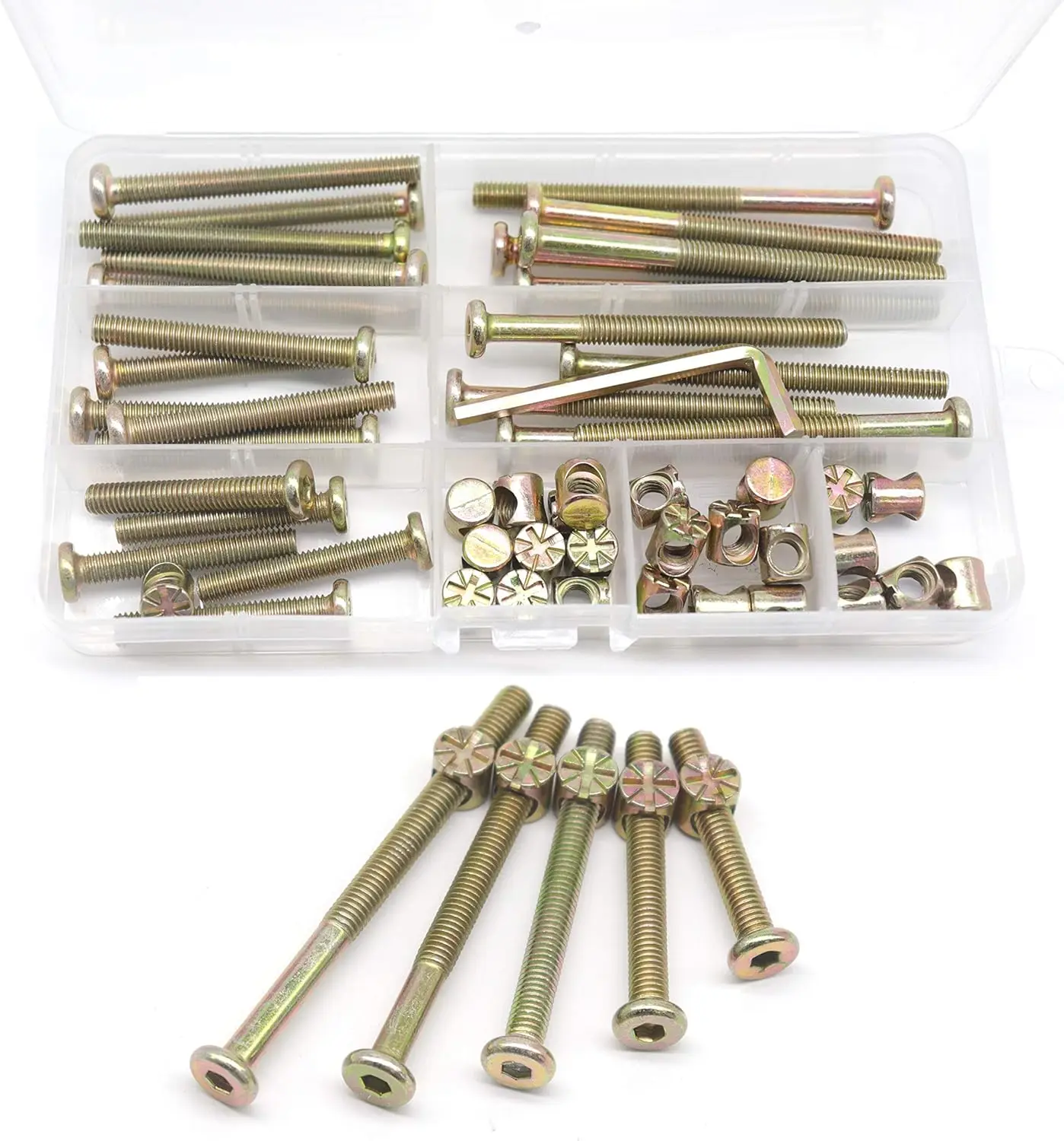Hardware Replacement Kit Baby Bed Frame Bolts Barrel Nuts Wooden Dowel Pins Hex Drive Socket Cap Screws Kit for Beds Chairs