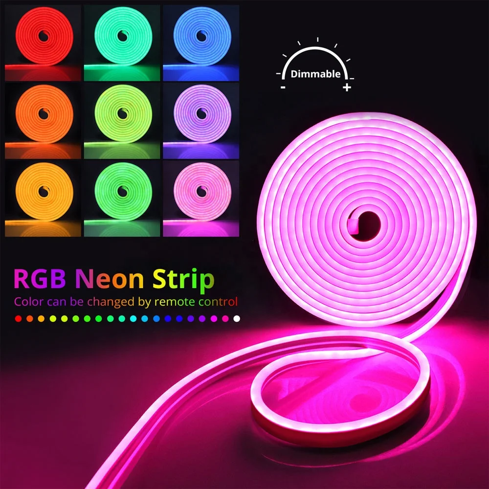 Govee RGBIC neon ledstrip, 3 meter, met app bediening, doe het zelf functie, muziek synchronisatie, werkt met Alexa en Google Assistant, neon lichtstrip voor woonkamer, slaapkamer, wanddecoratie