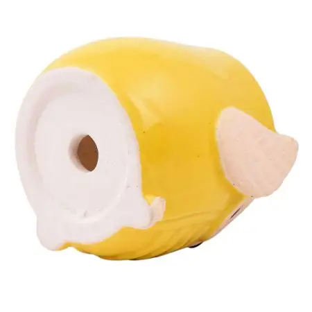 Handcrafted Bulk Decorative Yellow Owl Ceramic Luxury Flower Pot Planter Best Selling for Home Decoration 4.30 Inches CP-110