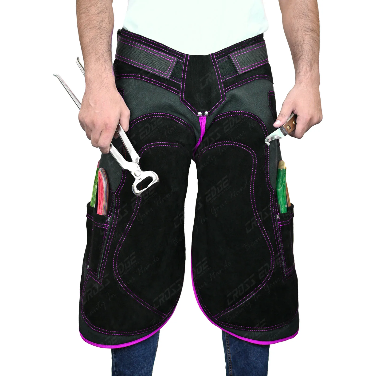 Custom logo Horse farrier apron with knife pocket Magnetic farrier apron  for nails Comfortable farrier chaps for horse care