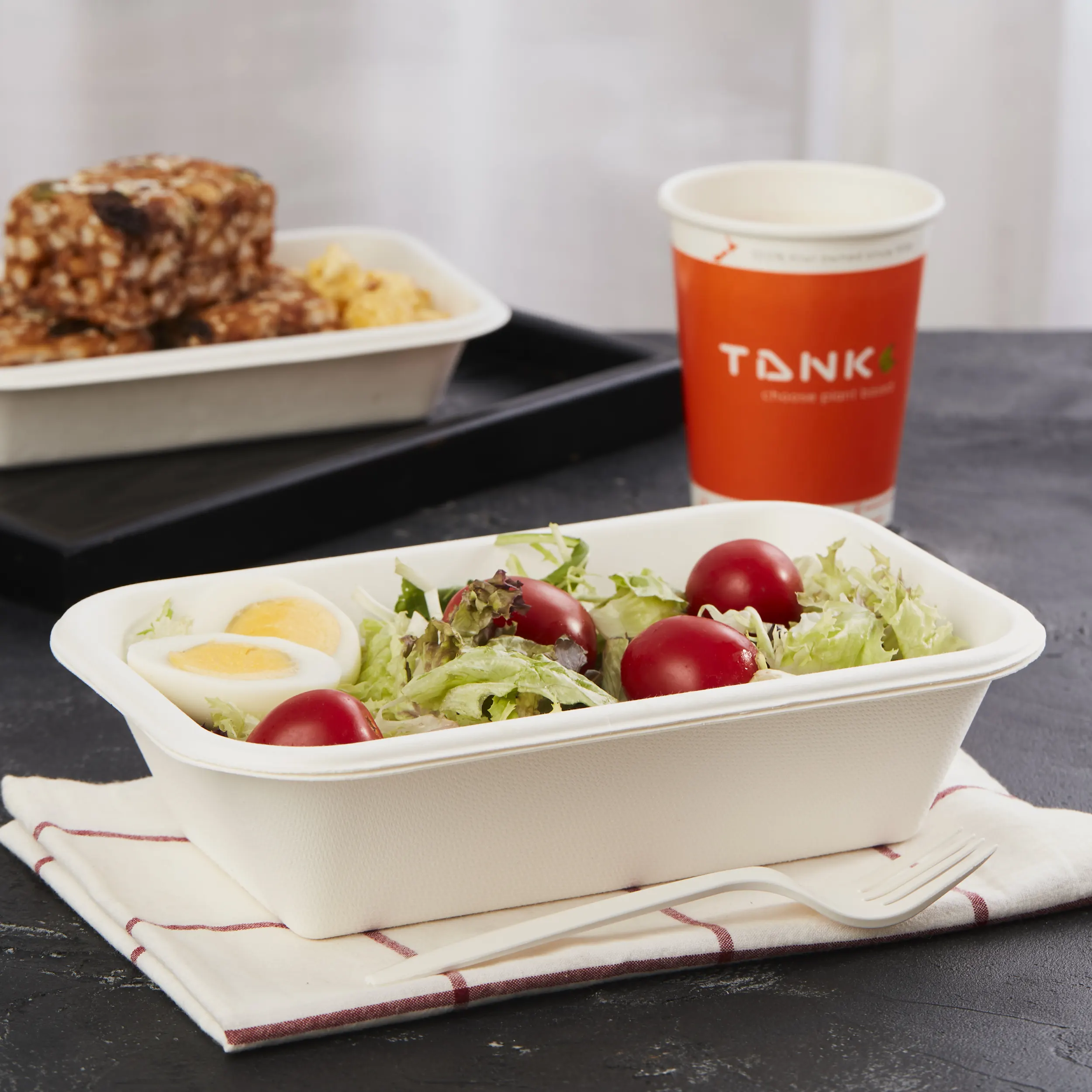 Экологически чистый биоразлагаемый бумажный поднос для пищевых продуктов с