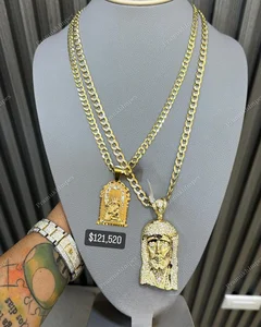 VVS Moissanite Diamond Jesus Face Gold Plated Hip Hop Pendant Glamorous Shiny Design Pendants Wholesale Price