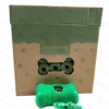 35 rolls of dark green printed garbage bags + 1 bone dispenser