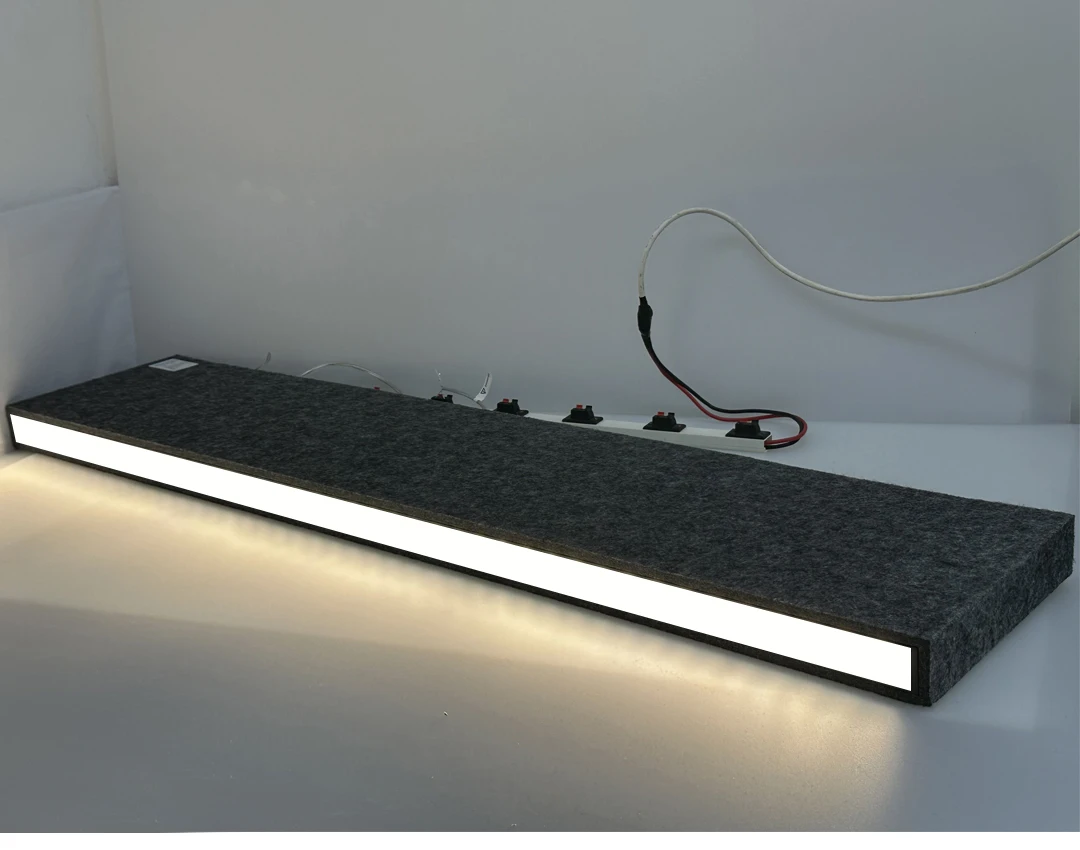 Acoustic Noiseproof LED Linear Light with Sound Absorption felt board for Office Bedroom GYM KTV Bar