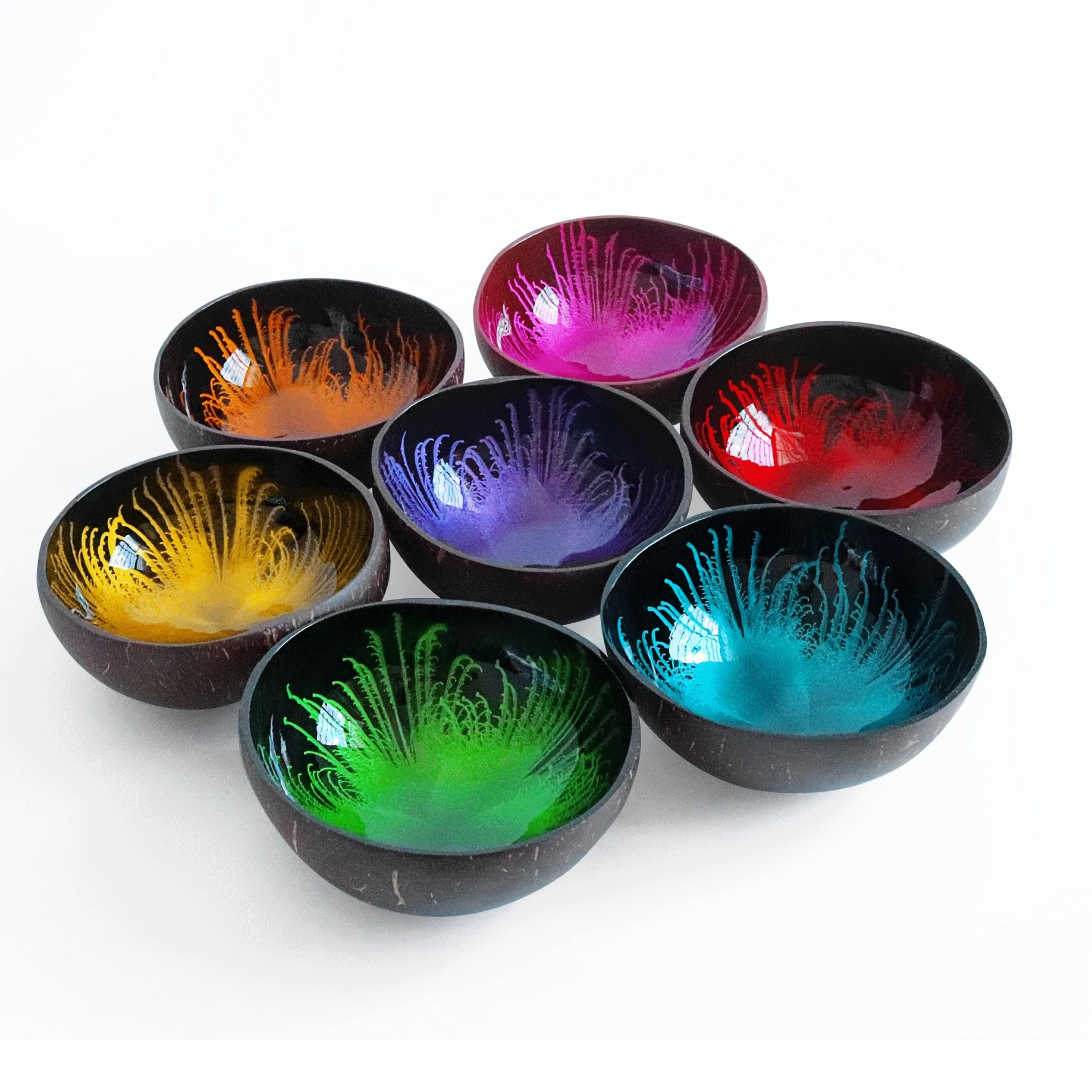 貝殻付きココナッツラッカーシェルボウル卵殻象眼細工/ベトナムの漆器