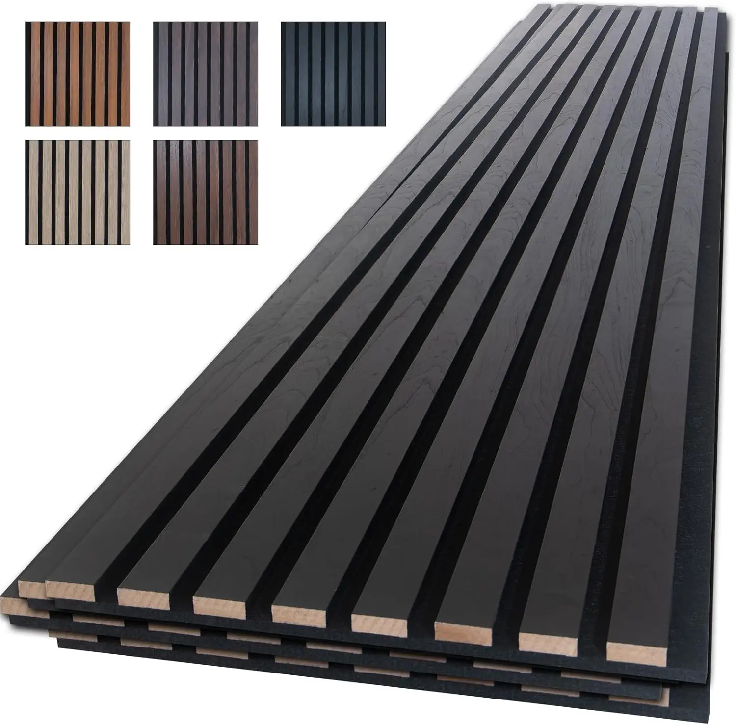 Akupanel Wooden Acoustic Panels in Black for Interior Home Cinema Hotel Decoration Durable Slat Wood Panels