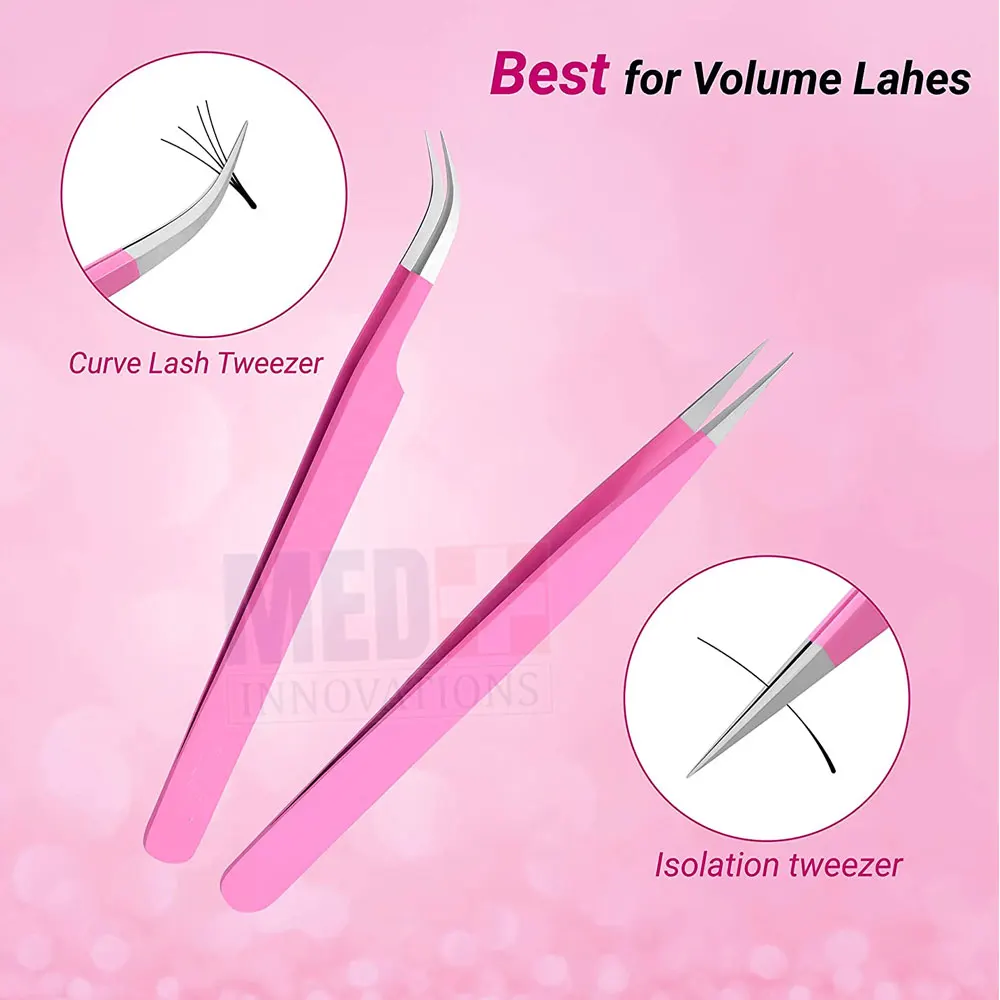 Best Color Coated Private Label Lash Tweezers 90 Degree Eyelash