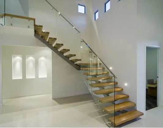 Indoor Staircase Star Railing  L Shaped Modern Stair Design for Villa Apartment