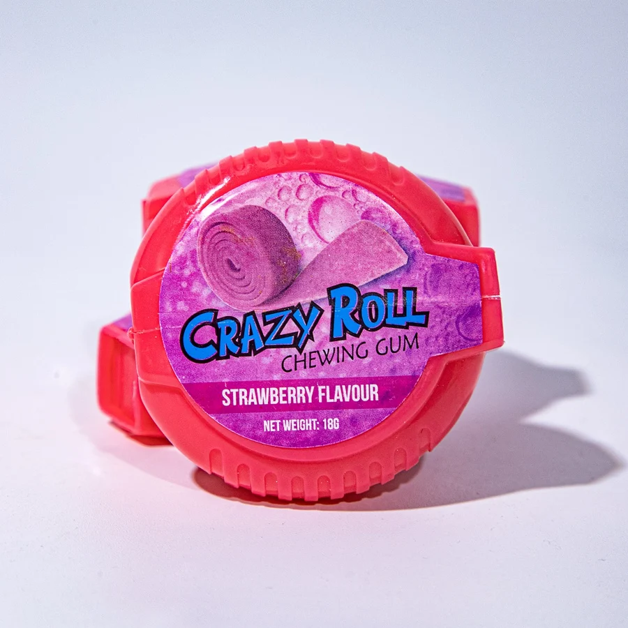 Factory Custom Private Label Chew Gum Roll Fruit Flavor Round Bubble Gum