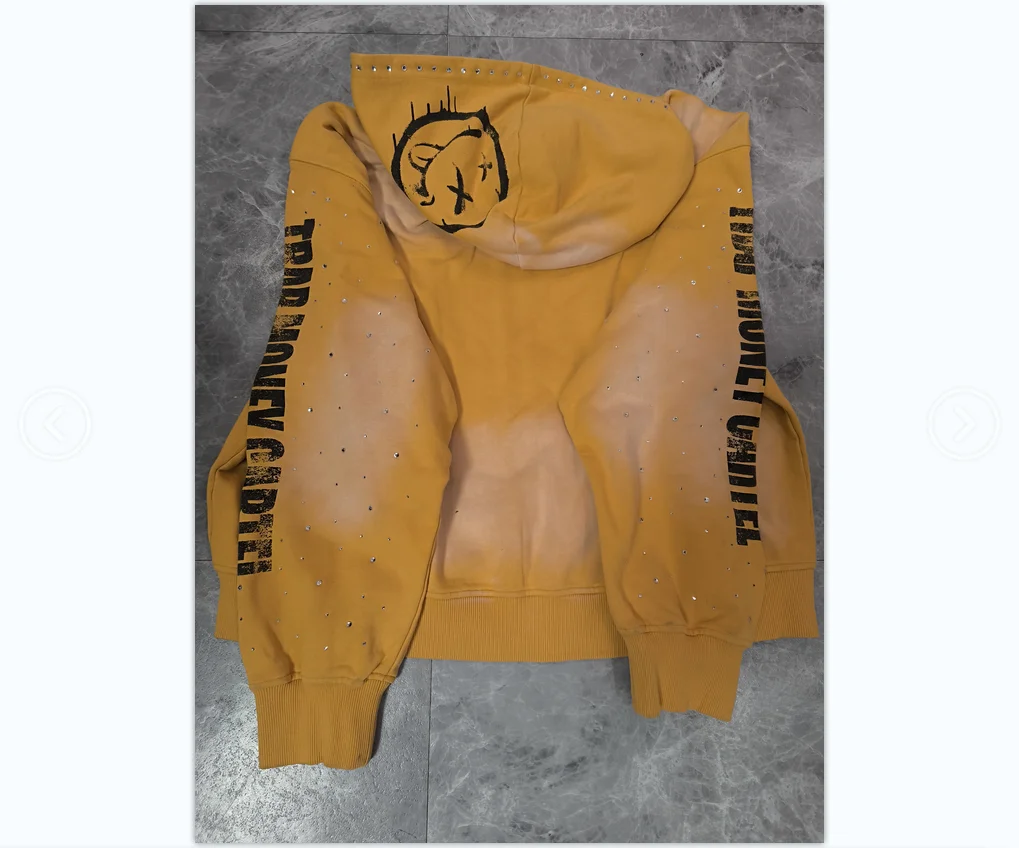 2025 Custom Streetwear, 100% Cotton,  Loose Zip-Up Hoodie, Distressed, Fade, and Acid Washed. factory
