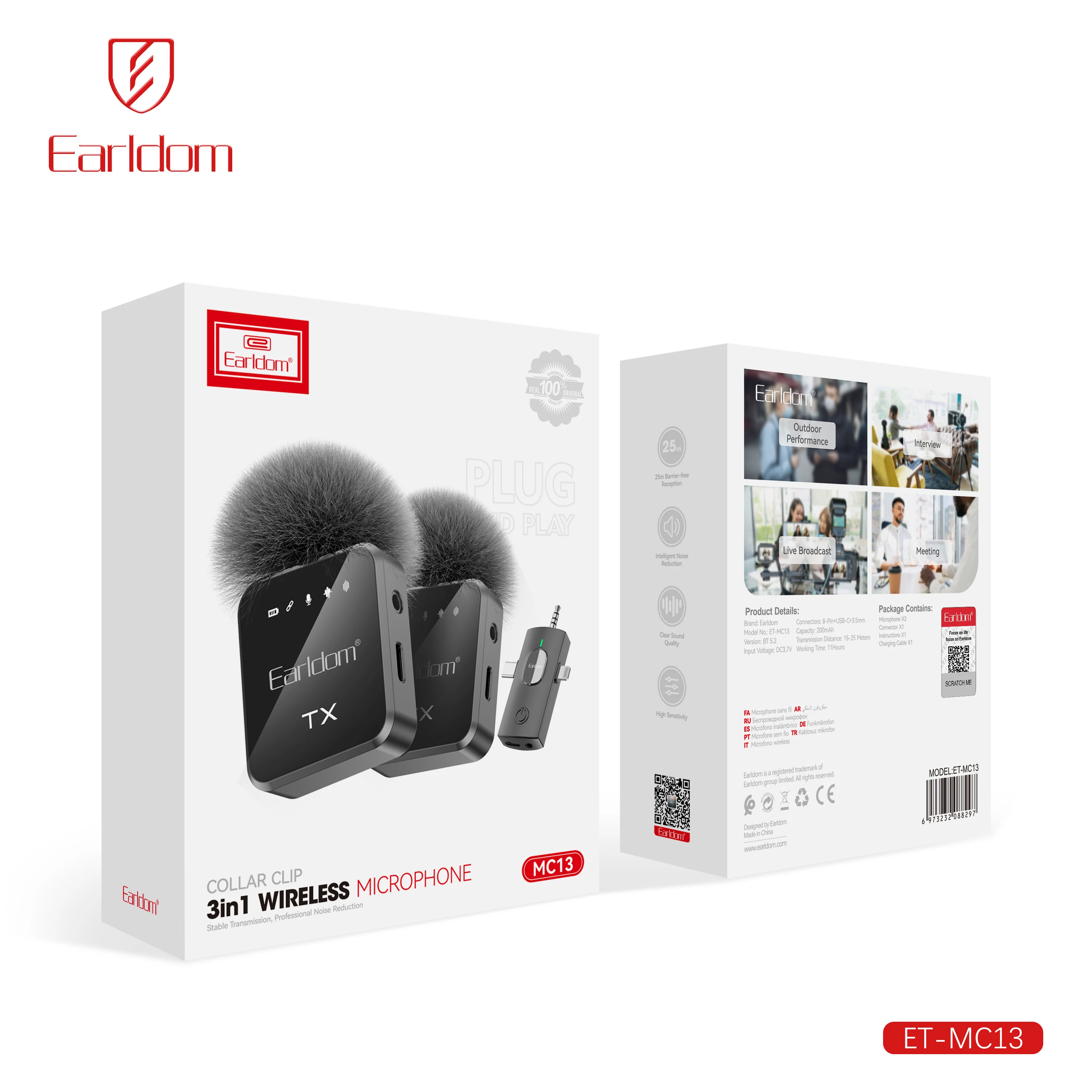 Earldom Studio Microphone Wireless Professional Wireless Microphone for Video Recording, Game Live Streaming