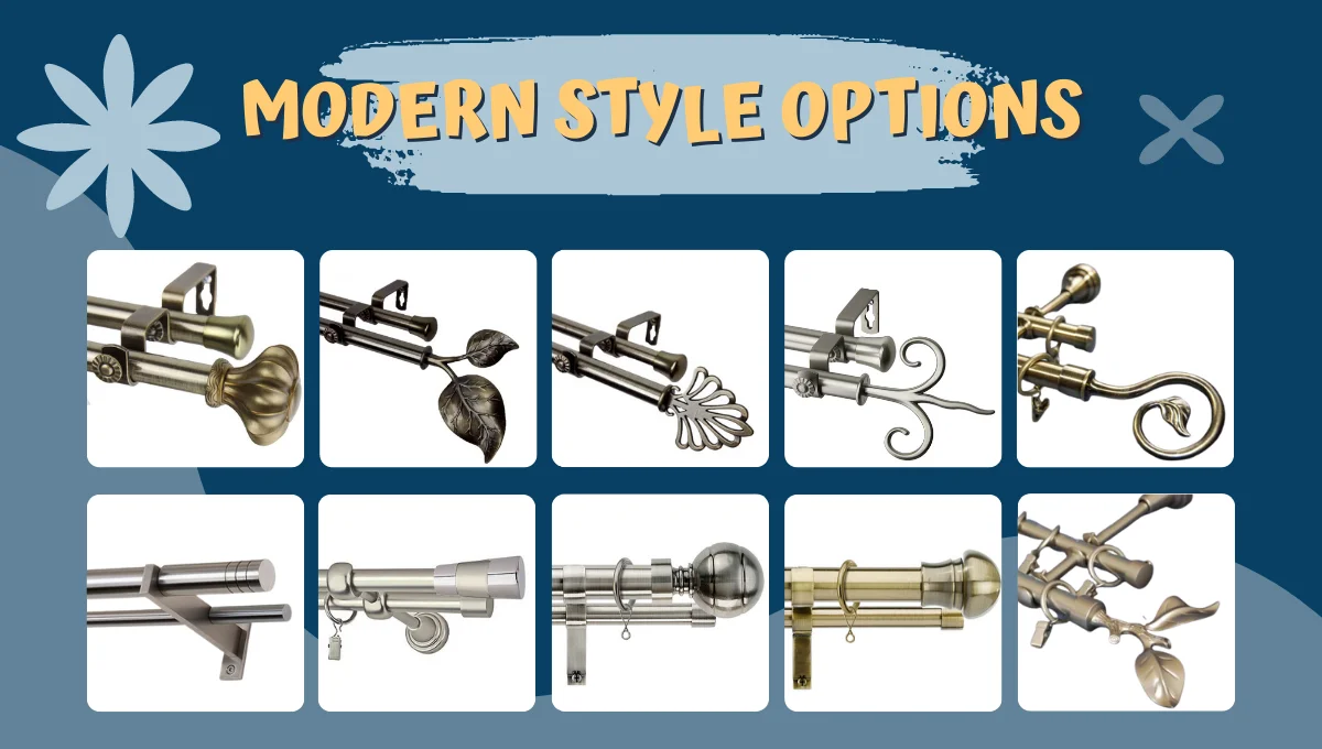 Modern Double Pole Curtain Rail Extendable Carbon Steel Metal Curtain