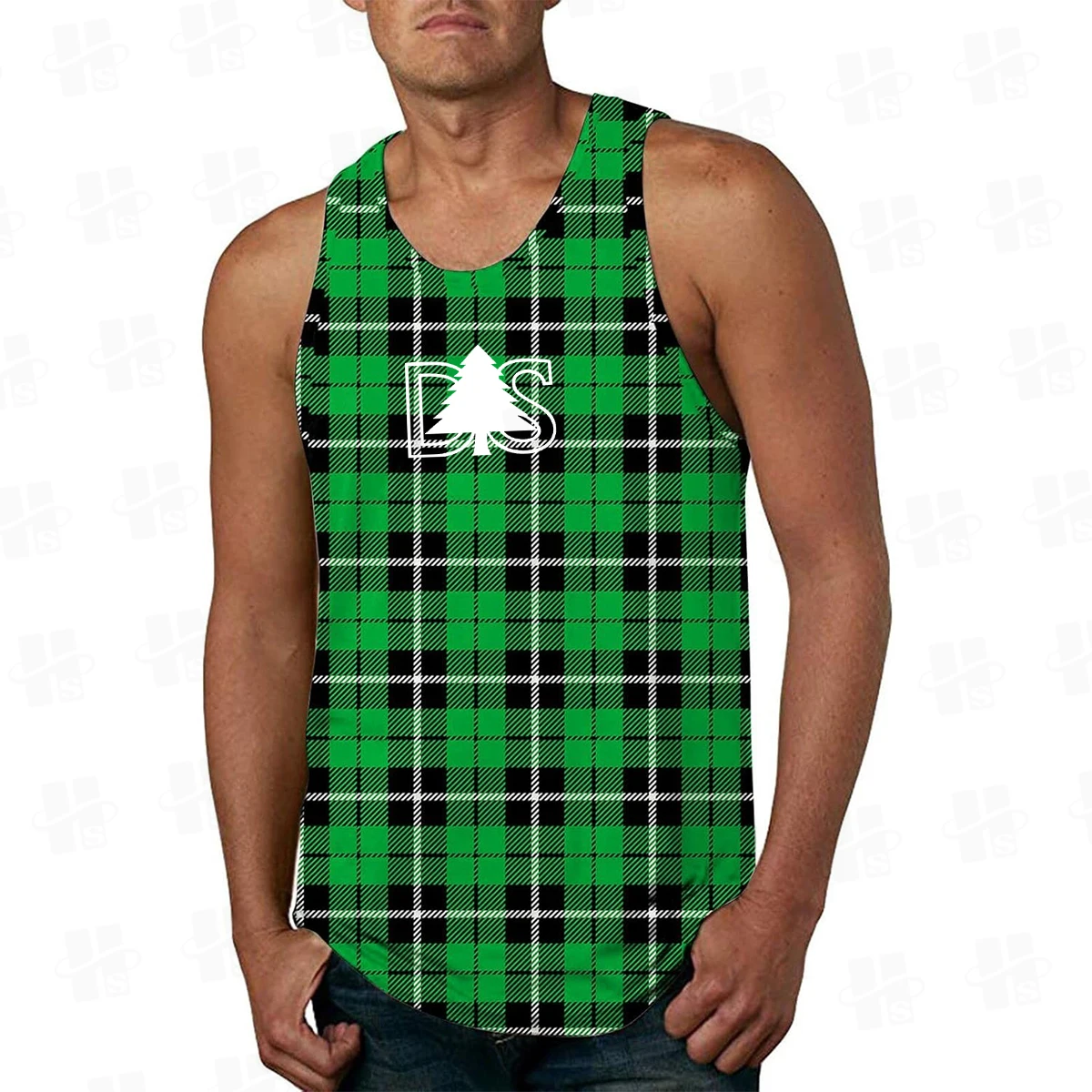 Wholesale Men’s Plaid Tank Top Sleeveless Fitness Vest Quick Dry Sports Gym Wear Breathable Mens Plaid Workout Vest