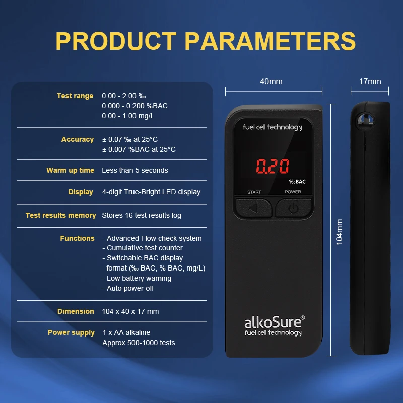 2023 Low Cost Digital Breathalyser Breath Fuel Cell Highest Accuracy