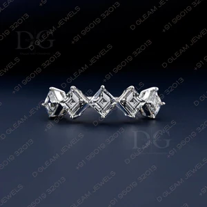 0.40CT Carre Cut Lab Grown Diamond Eternity Band for Bridal Wedding Party Promise 5 Stone Engagement Band