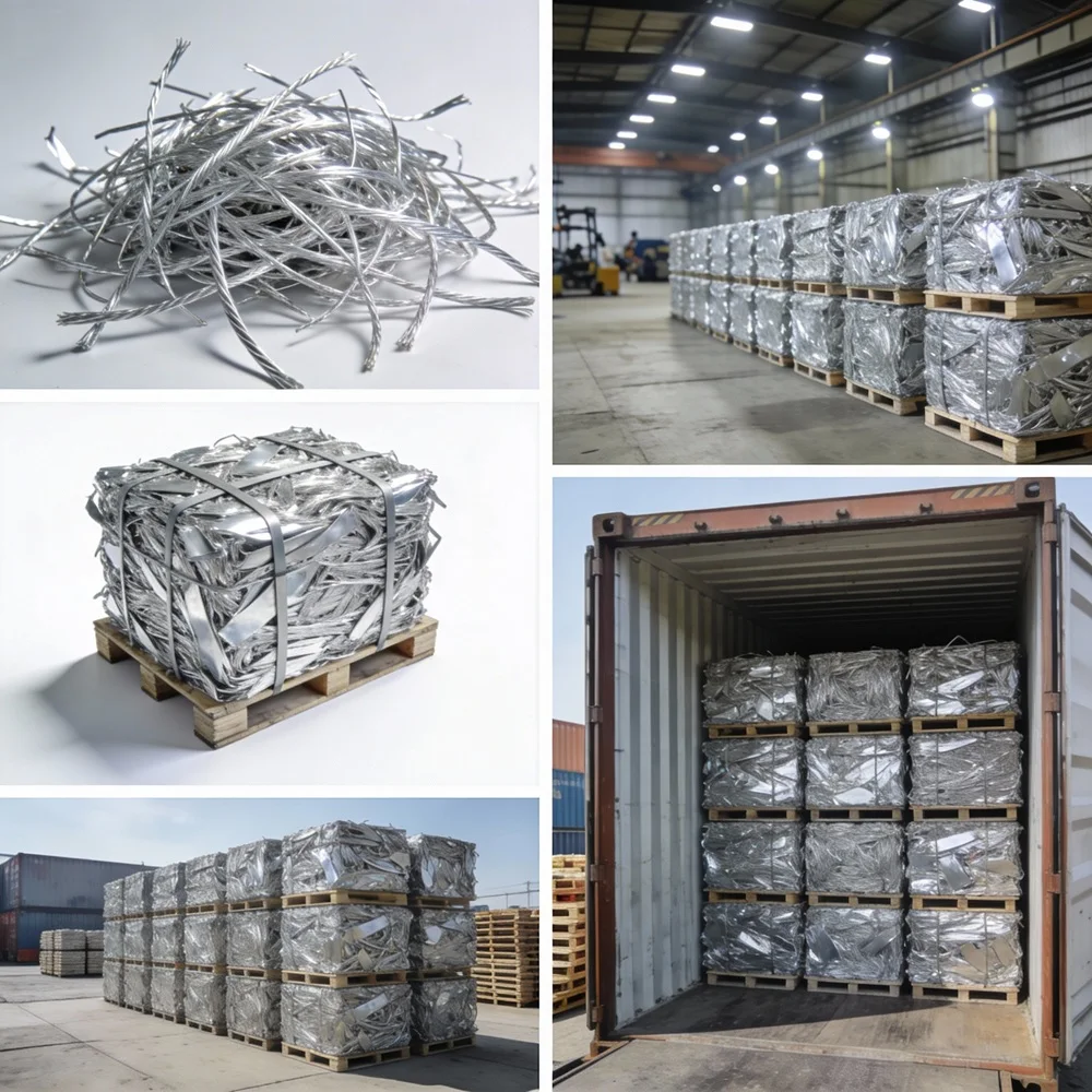 Bright Silver Clean 6063 Aluminum Wire Scrap High Density Bales for Recycling Metal Processing Plants