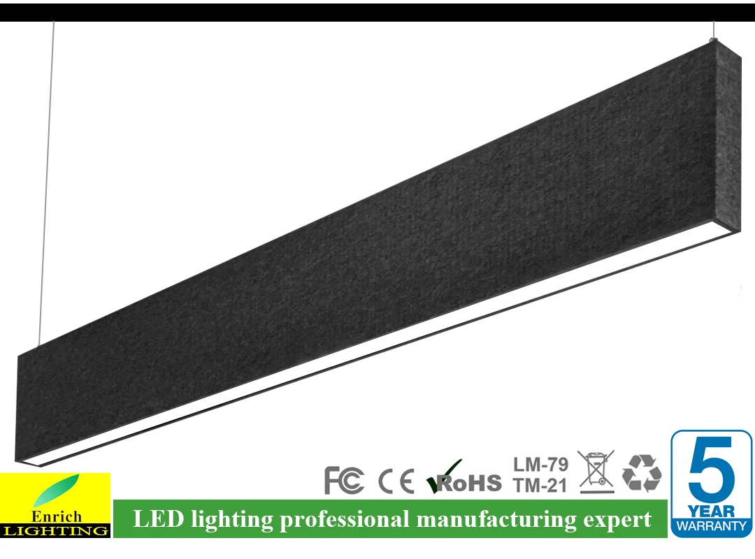 Acoustic Noiseproof LED Linear Light with Sound Absorption felt board for Office Bedroom GYM KTV Bar