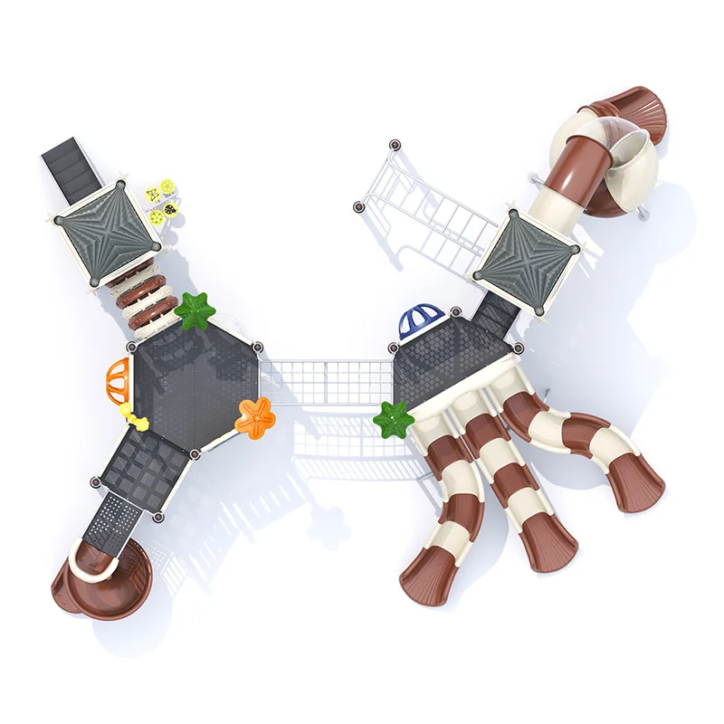 Feelkids ALITA-NC24017 High-Capacity Outdoor Plastic/Galvanized Pipe Slide Multi-Play Kids Activity Center PE Board Equipment factory