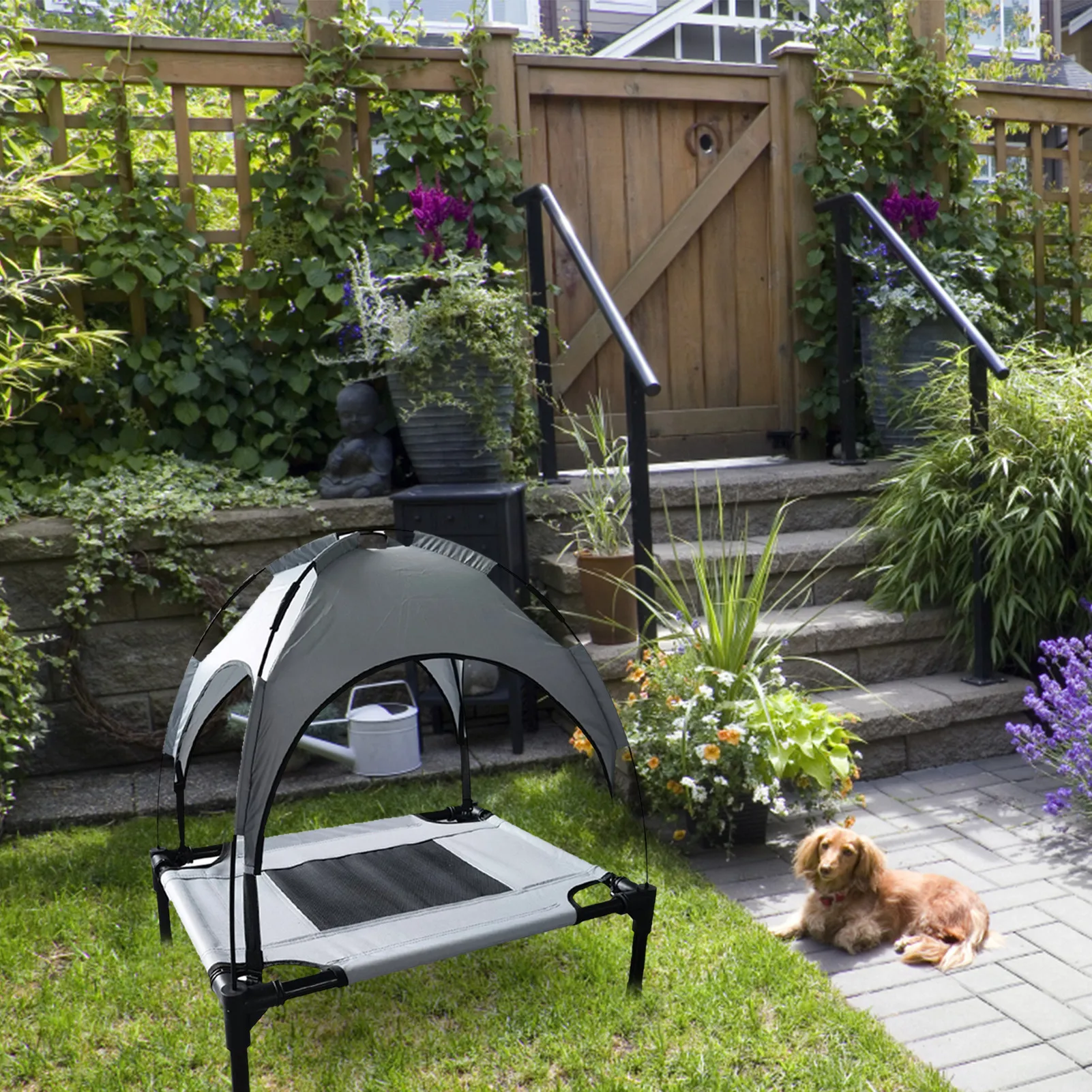 Outdoor Dog Bed With Canopy Elevated Dog Bed With Removable Canopy