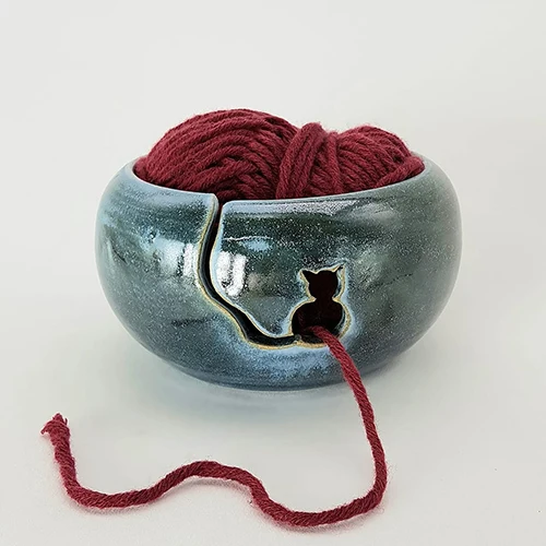 Handmade Wooden Yarn Bowl - 5.5x3.2 Inch Knitting Organizer For Crochet Projects