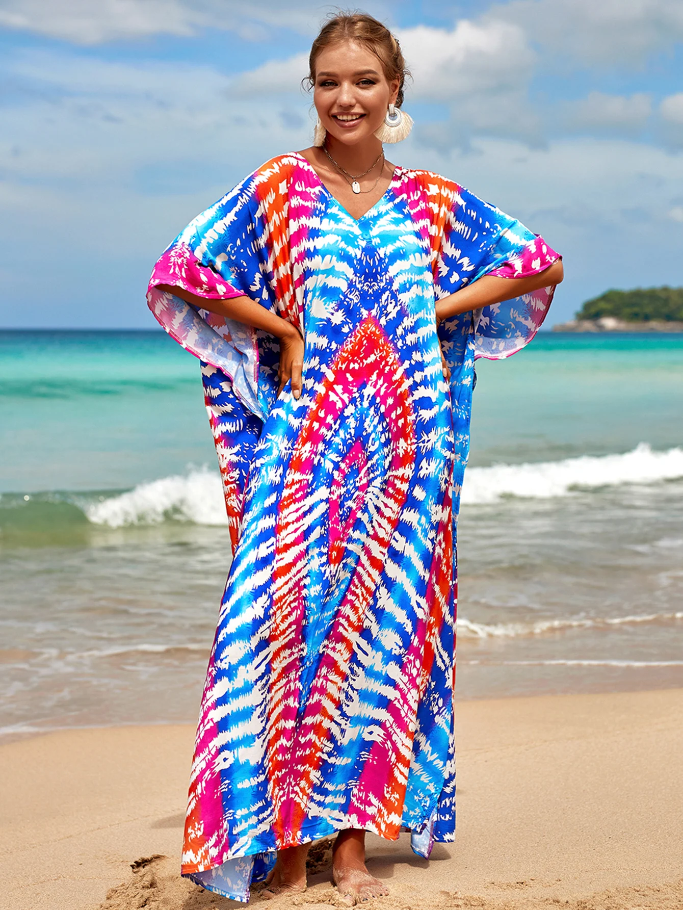 Wholesale Woman Clothes Multi Colorful Patterns Plus Size Kaftan Fancy