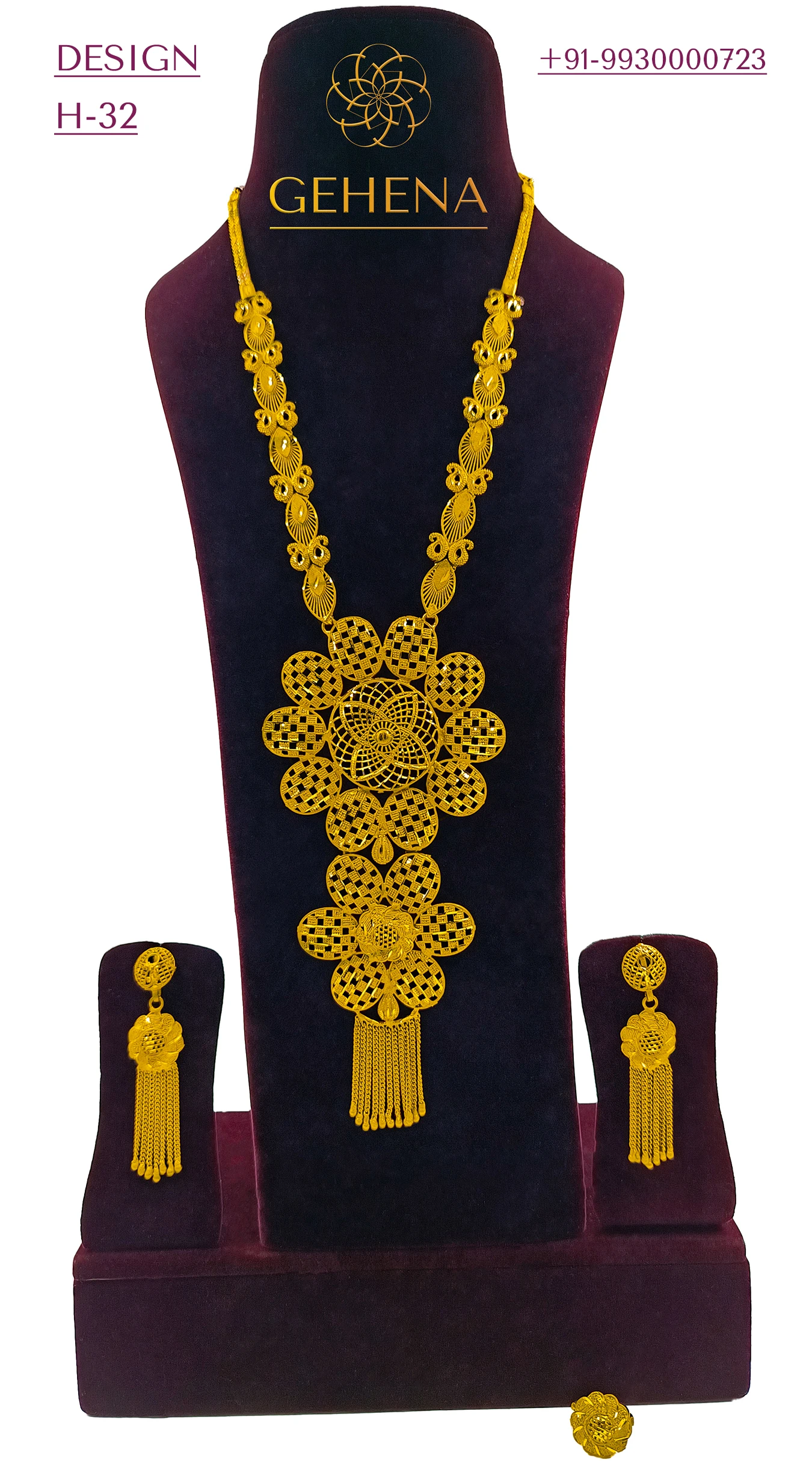 5 Gramme 24k Gold Plated Long Necklace Set Earring Collier De Luxe Bijoux Plaque Or Africaine 3444