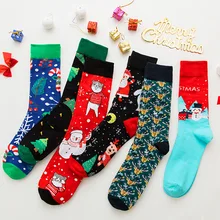 New Arrival Christmas Themed Kint Cotton Socks Custom Size Santa Claus Deer Design Cute Personalized Stocking for Children Women